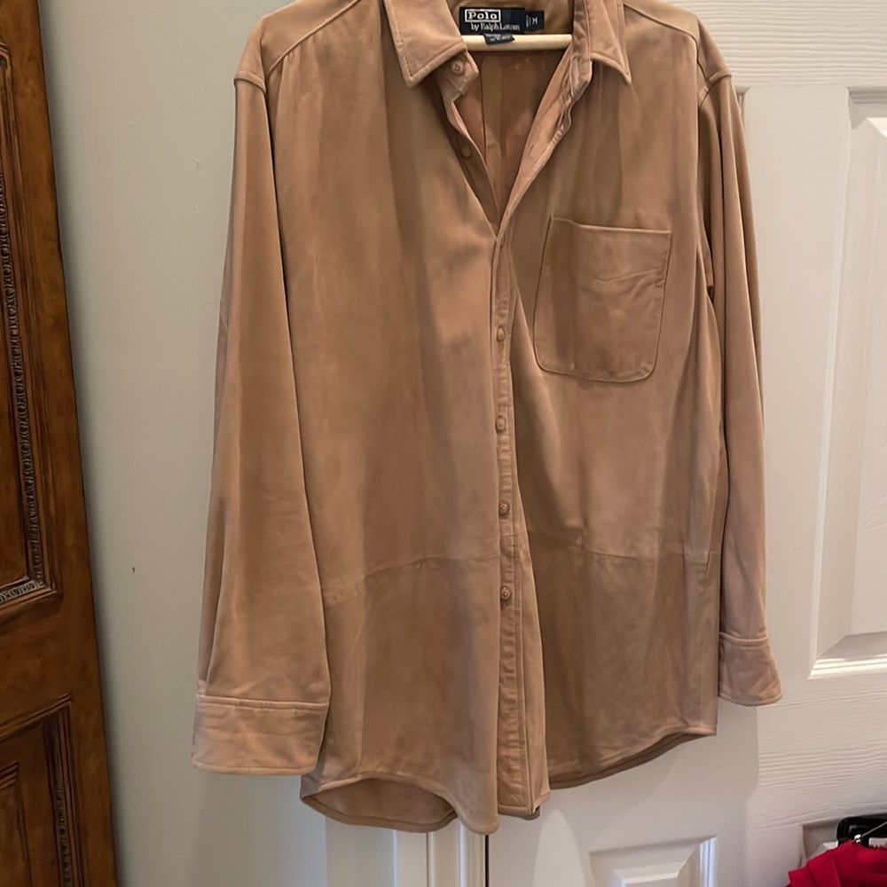 Tan Leather shirt jacket like butter so soft and light.